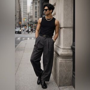 Vintage Gianni Versace Men’s Charcoal Wool Dress Pants – IT 48 (Altered)